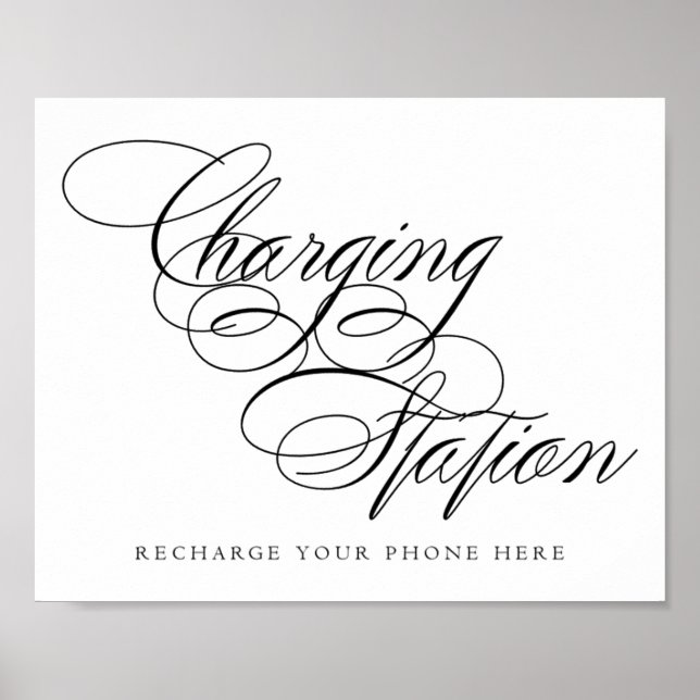 Svart skript för elegant Charging Station | Bord-t Poster (Framsidan)