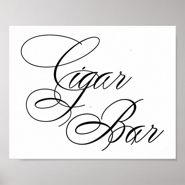 Svart skript för elegant Cigar Pub | VÅGRÄT BORD Poster (Framsidan)