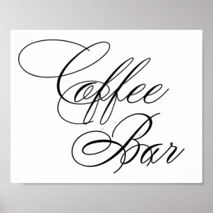 Svart skript för elegant Coffee Pub VÅGRÄT BORD Poster