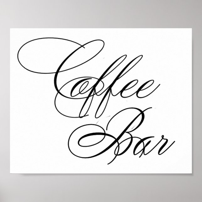 Svart skript för elegant Coffee Pub | VÅGRÄT BORD Poster (Framsidan)