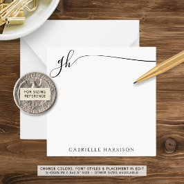 Svart skript för elegant Monogram Initialer Anteckningskort