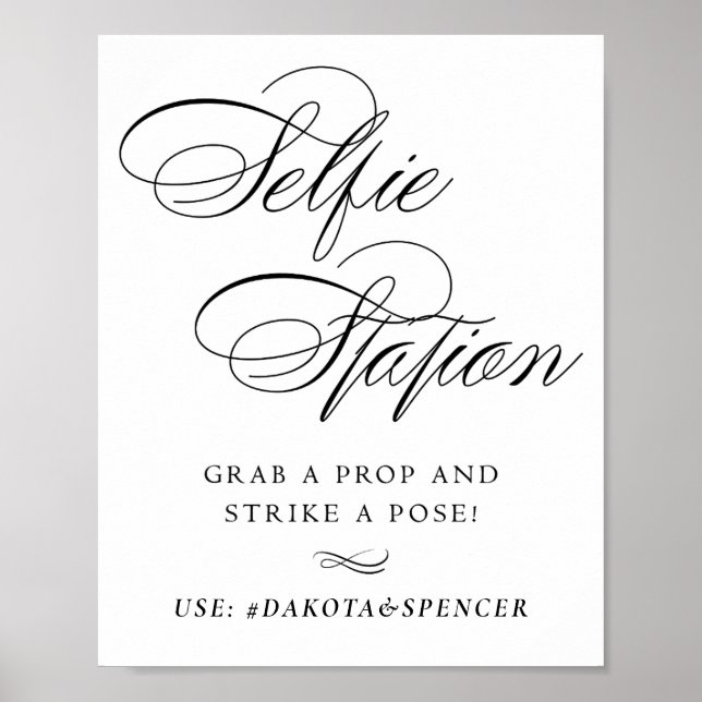 Svart skript för elegant Selfie Station | Social M Poster (Framsidan)