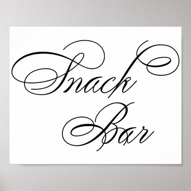 Svart skript för elegant Snack Pub | VÅGRÄT BORD Poster (Framsidan)