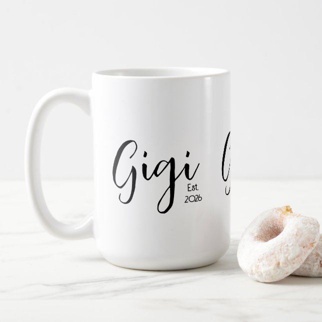Svart Skript Gigi Etablerad  Kaffemugg (Med munk)