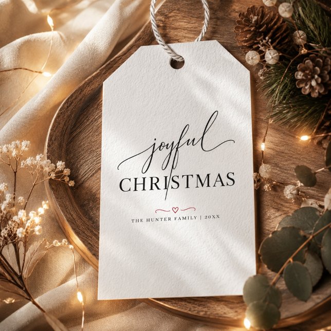 Svart Skript Glad jul  Presentetikett (Skapare uppladdad)