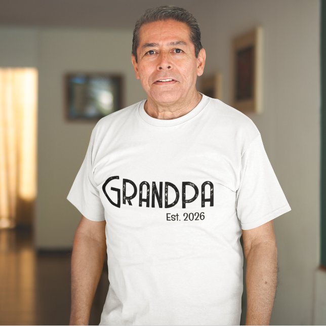 Svart Skript Grunge Etablerad Farfar T-Shirt (Skapare uppladdad)