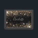 Svart skript guld glitter namn<br><div class="desc">Snyggtens svarta bakgrund. Dekorerad med faux-damm från guld glitter. Anpassa och lägg till ditt namn. Namn är skrivet med ett handskript i stil.</div>