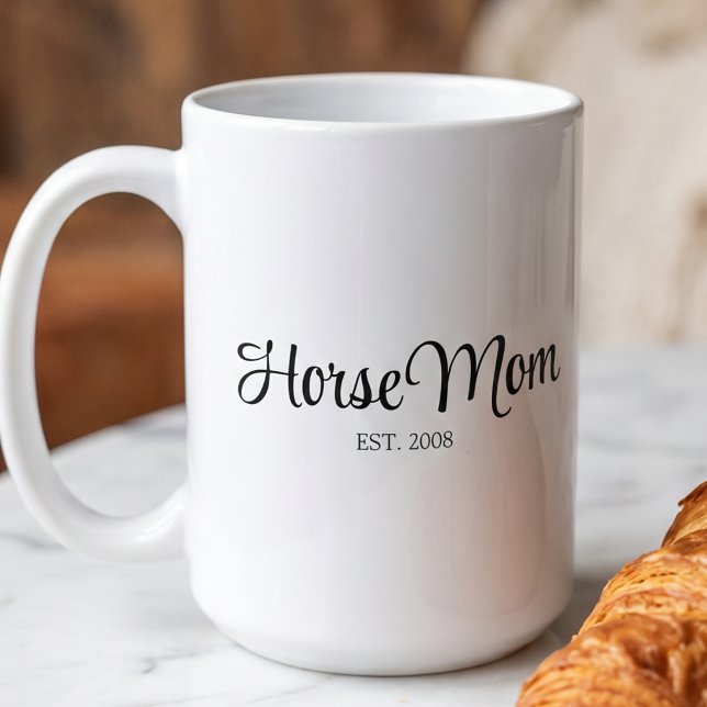 Svart Skript Häst Mamma Etablerad  Kaffemugg (Skapare uppladdad)