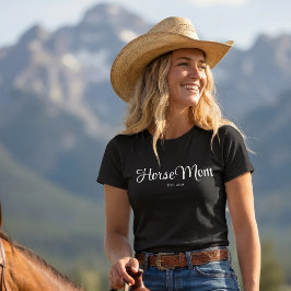 Svart Skript Hästmamma Estalgerad T Shirt
