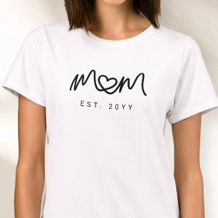 Svart Skript Hjärtan Enkel Ny Mamma Grundad T Shirt