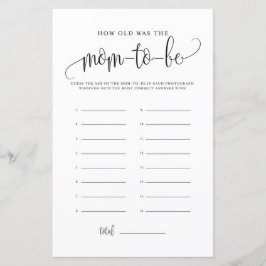 Svart skript hur gammalt hon var, babyvisare, spel