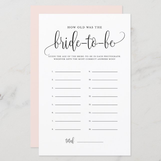 Svart skript Hur gammalt var brickan Shower-spelet (Fram/baksida)