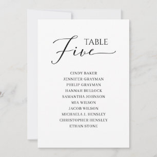 Svart skript i elegant Bordsnummer 5 Sittdiagram