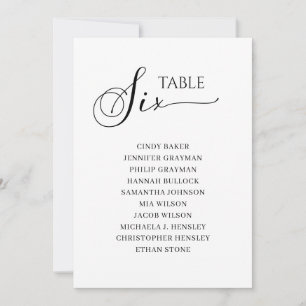 Svart skript i elegant Bordsnummer 6 Sittdiagram