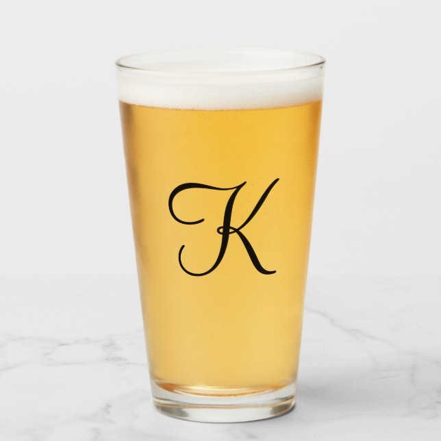 Svart skript i Monogram Personlig Drinking Glaskopp (Framsida fylld)