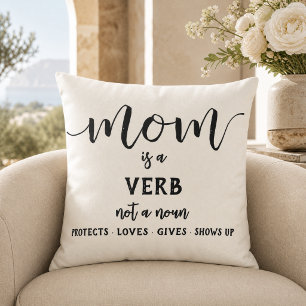 Svart Skript Mamma Är Ett Verb Moderskap Citat Kudde