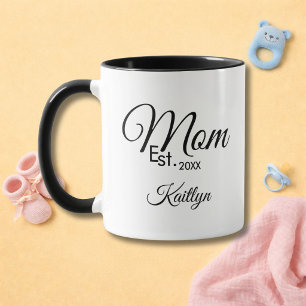 Svart Skript Mamma Etablerad Ny Mamma Gåva Namn Mugg