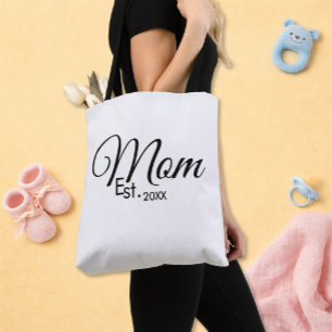 Svart Skript Mamma Etablerad Ny Mamma Present Tygkasse