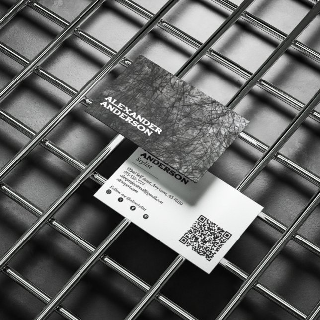 Svart skript med modern minimal Professionell Visitkort (Modern Minimal Professional Black Scribble Business Card)