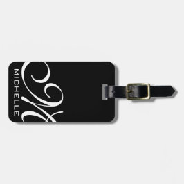 Svart skript Monogrammad Bagagebricka