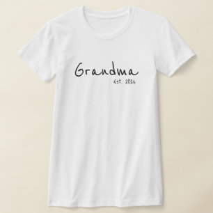Svart Skript Mormor Grundad T Shirt