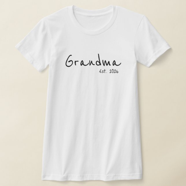 Svart Skript Mormor Grundad  T Shirt (Laydown)