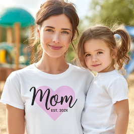 Svart skript Rosa Heart Fastställt datum Mamma fet T Shirt