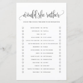 Svart skript skulle hon hellre visa babykläder.