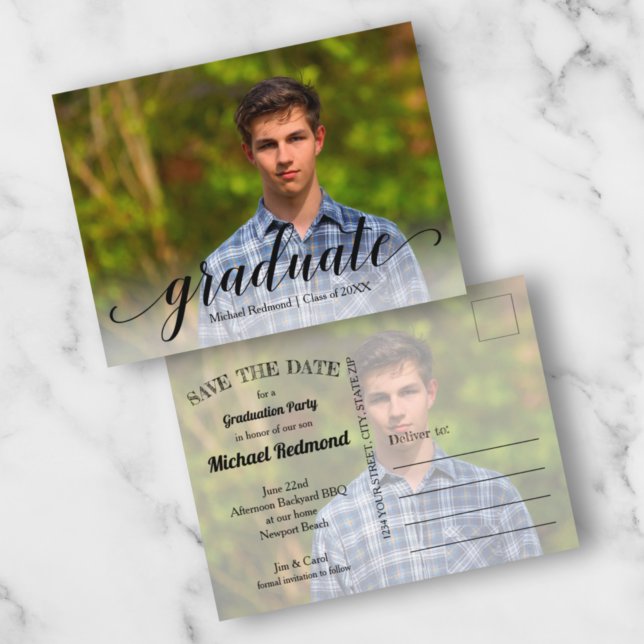 Svart skript Studenten SPARAR DATUM Vykort (Skapare uppladdad)