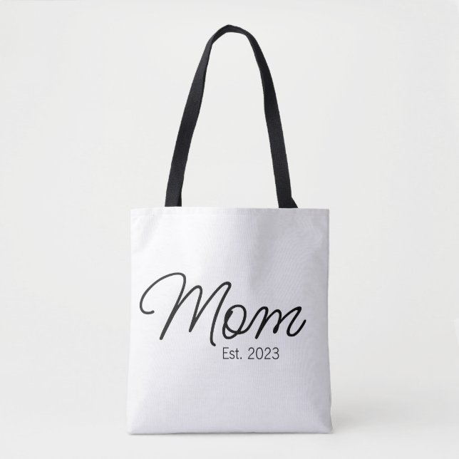 Svart Skript Typografi Etablerad Mamma Tygkasse (Framsida)