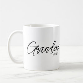 Svart Skript Typografi Mormor Etableringsår Kaffemugg