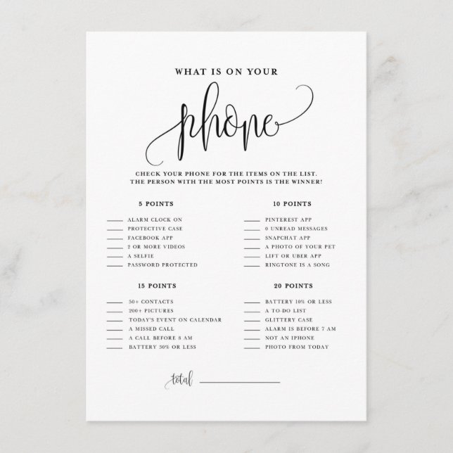 Svart skript - vad som finns på ditt Mobila visnin Tilläggskort (Framsida)