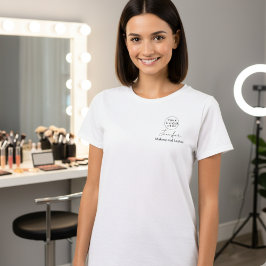 Svart skriptanställd Namn Business Logotyp Makeup T Shirt