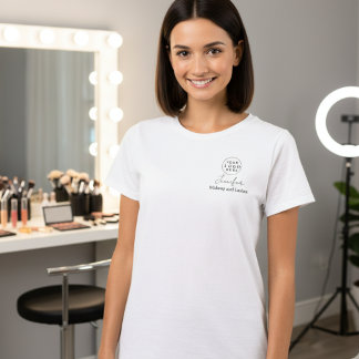 Svart skriptanställd Namn Business Logotyp Makeup T Shirt