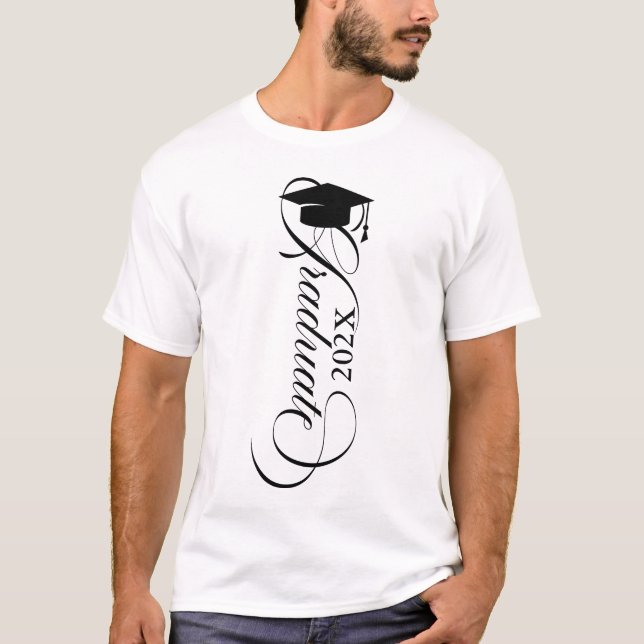 Svart skripttypografi för Student Elegant T Shirt (Framsida)