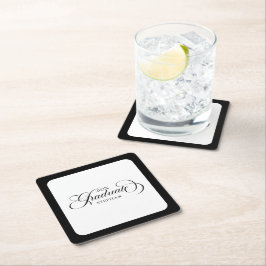 Svart skripttypografi för Student Elegant Underlägg Papper Kvadrat