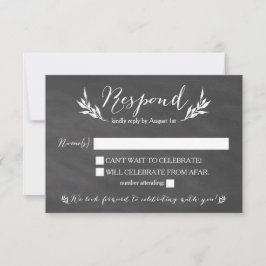 Svart skrivtavla Blommig Bröllop RSVP-kort OSA Kort