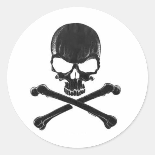 Svart skull/grenben runt klistermärke (Framsida)