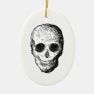 Svart Skull. Julgransprydnad Keramik