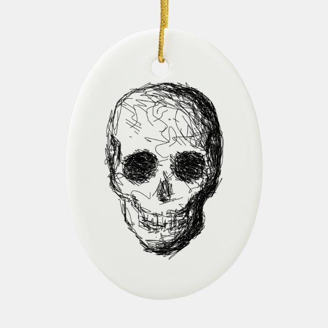 Svart Skull. Julgransprydnad Keramik (Framsidan)