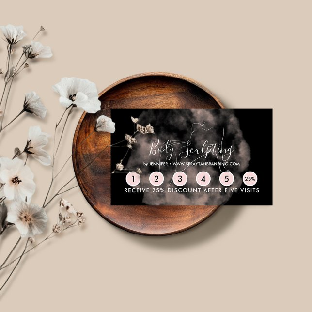 Svart skulptering med konturerande spa tan visitkort (Skapare uppladdad)