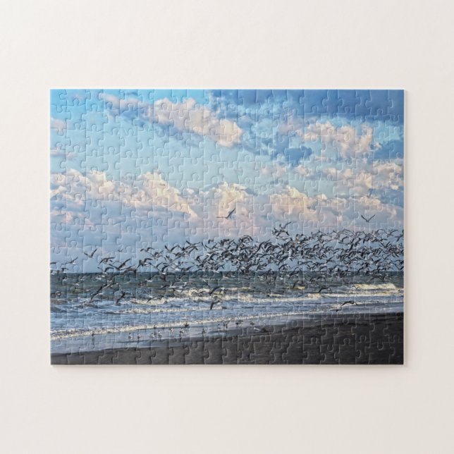 Svart skvärmare lyfter på Kap Canaveral Beach Pussel (Horisontell)