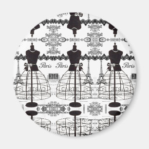 Svart skyltdocka för vitParis mode Magnet