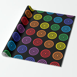 Svart slående in papper för regnbågeBullseye Presentpapper