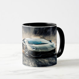Svart Slank Driftande Sportbil Automobil Mugg