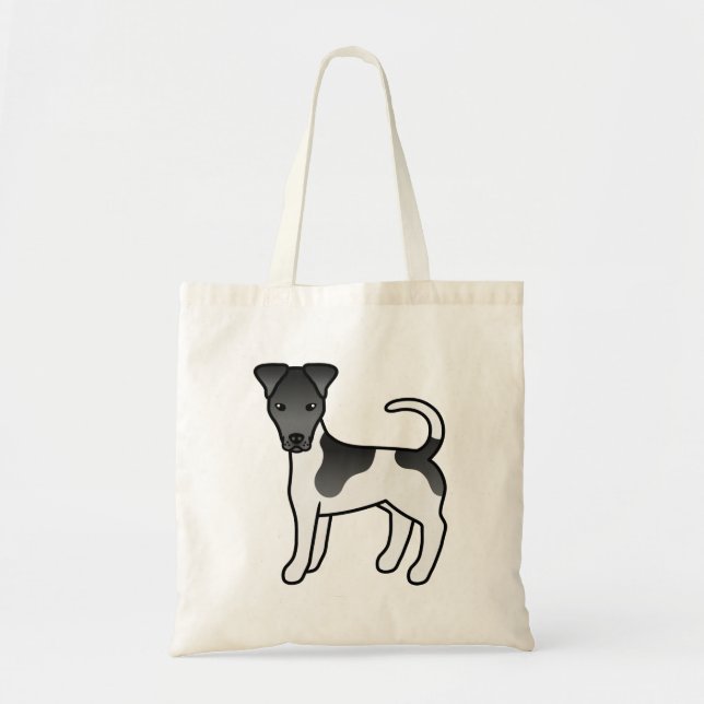 Svart Slät Foxterrier Söt Tecknad Hund Tygkasse (Framsidan)
