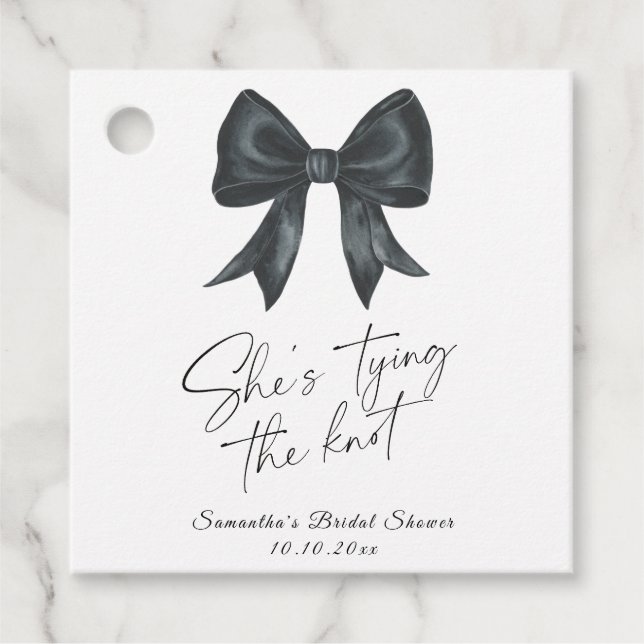 Svart slinga Hon knyter knuten Bröllopsfest Gåvor Etiketter (Framsida)
