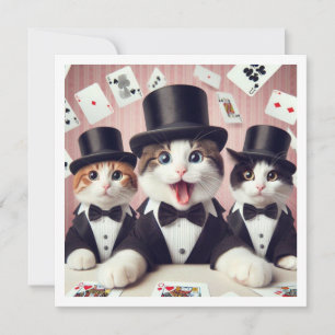 Svart slips party, lustig kattfödelsedag, katt inbjudningar