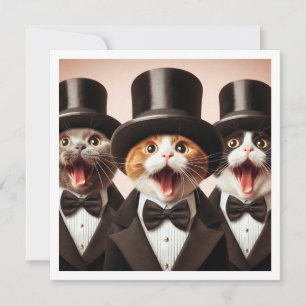 Svart slips party, lustig kattfödelsedag, katt inbjudningar