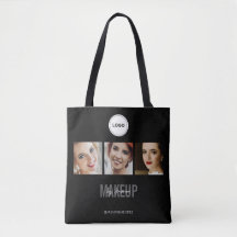 Svart sminkstudio fotokollage elegant logotyp